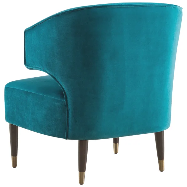 * Aura Green Velvet Wrap Around Arm Chair With Brass Capped Legs Fashion New