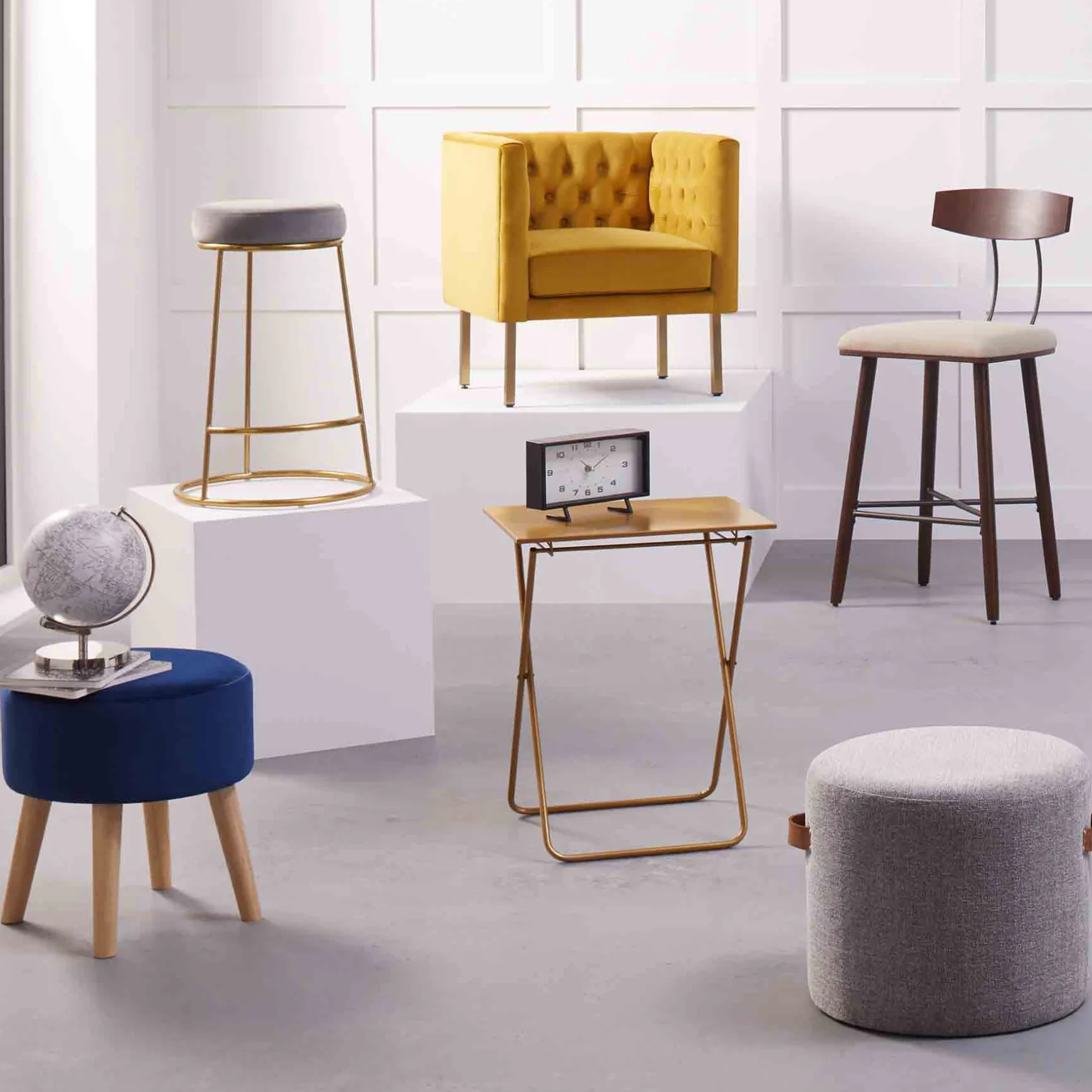 * Bendell Yellow Velvet Tufted Accent Club Chair With Gold Legs, Kd Promotion Cheap