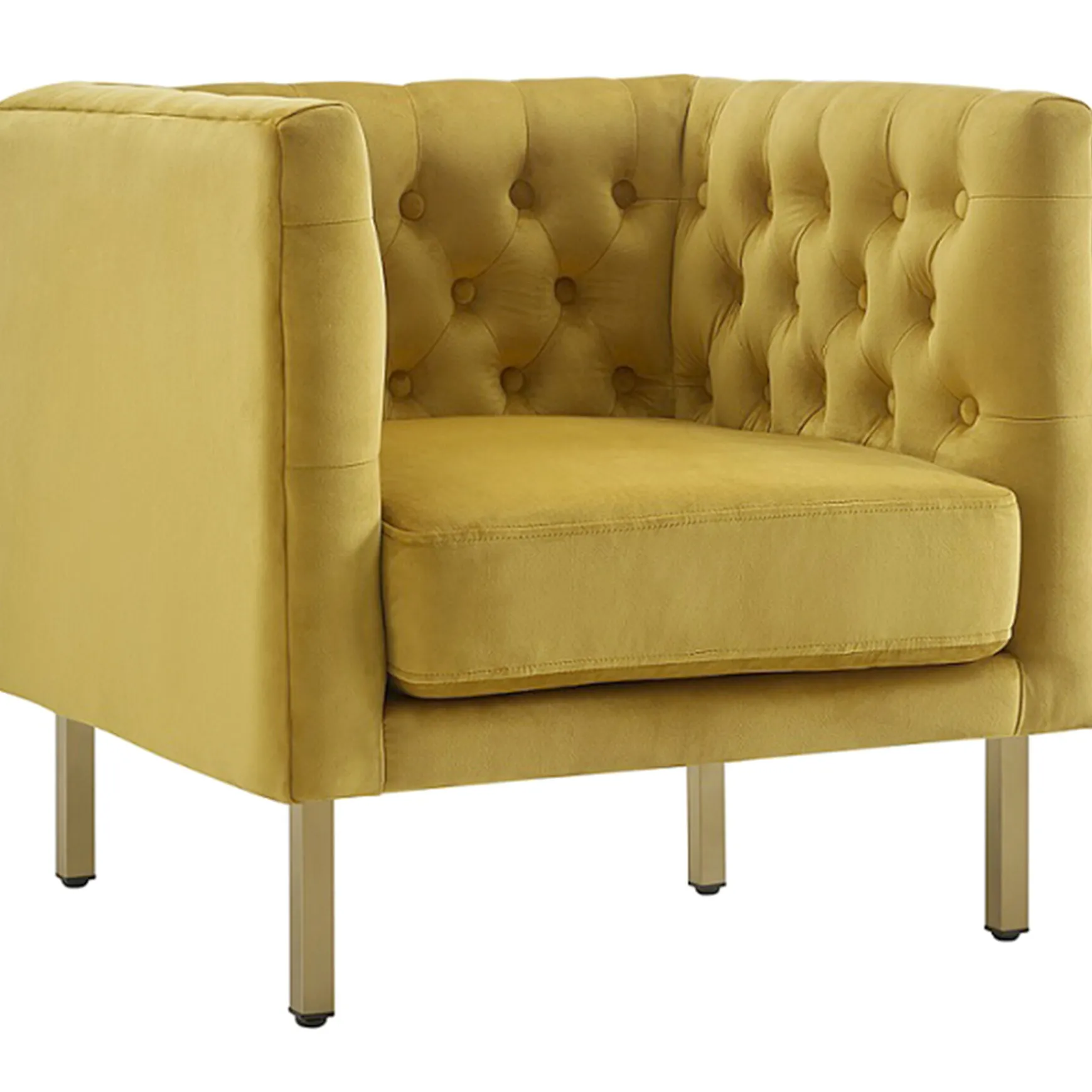 bendell_yellow_velvet_tufted_accent_club_chair_with_gold_legs_opening_sales_0.webp * Bendell Yellow Velvet Tufted Accent Club Chair With Gold Legs Opening Sales Store