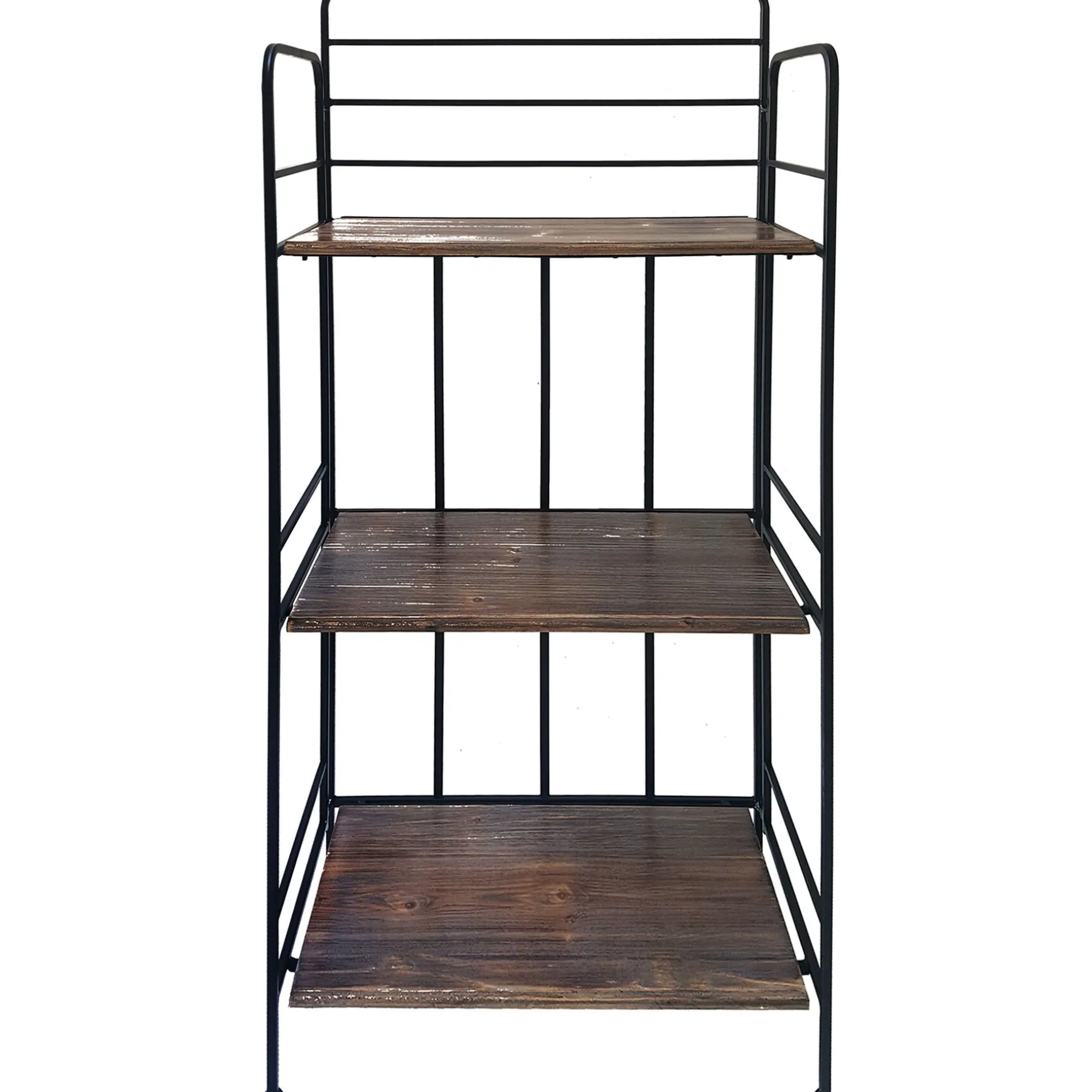 black__tier_metal_baker_rack_with_folding_wood_top_shelves_gift_selection_0.webp * Black 3 Tier Metal Baker Rack With Folding Wood Top Shelves Gift Selection Flash Sale