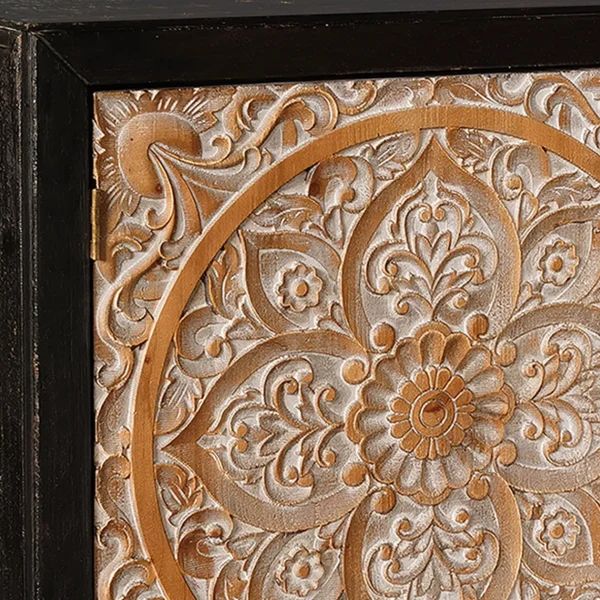 * 2-Door Carved Black Long Cabinet Opening Sales Online