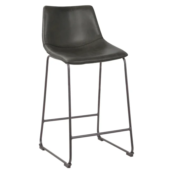 * Drake Grey Faux Leather Modern Industrial Barstool, 30 Good Quality New