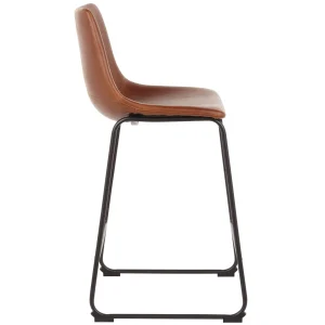 * Drake Modern Faux Leather Industrial Barstool, Cognac Promotion Hot