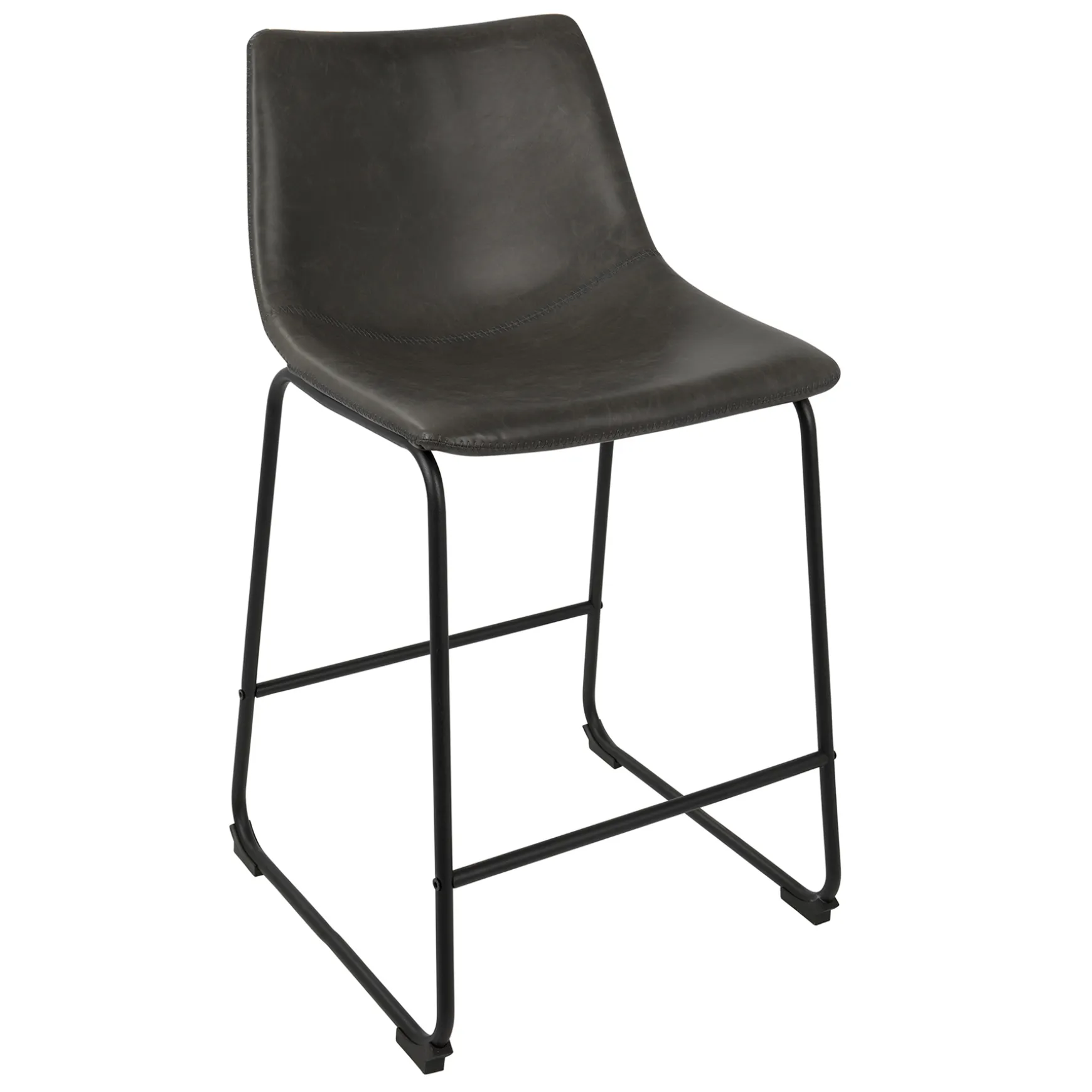 drake_modern_faux_leather_industrial_barstool_dark_grey_opening_sales_0.webp * Drake Modern Faux Leather Industrial Barstool, Dark Grey Opening Sales Best Sale