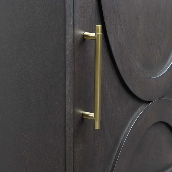 * Ezra Dark Brown Cabinet With Gold Handle Promotion Shop