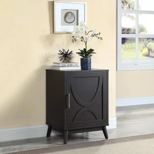 * Ezra Dark Brown Cabinet With Gold Handle Promotion Shop