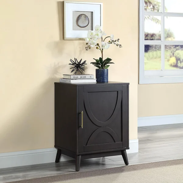 * Ezra Dark Brown Cabinet With Gold Handle Promotion Shop
