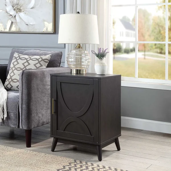 * Ezra Dark Brown Cabinet With Gold Handle Promotion Shop