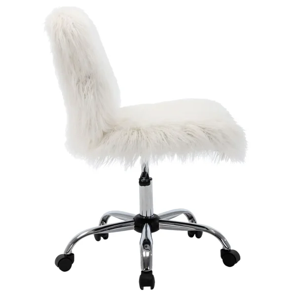 * Fiona White Faux Fur Adjustable Office Chair Low Price Hot