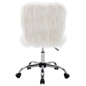 * Fiona White Faux Fur Adjustable Office Chair Low Price Hot