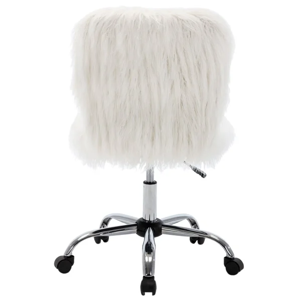 * Fiona White Faux Fur Adjustable Office Chair Low Price Hot
