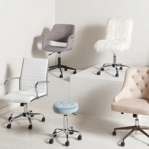 * Fiona White Faux Fur Adjustable Office Chair Low Price Hot