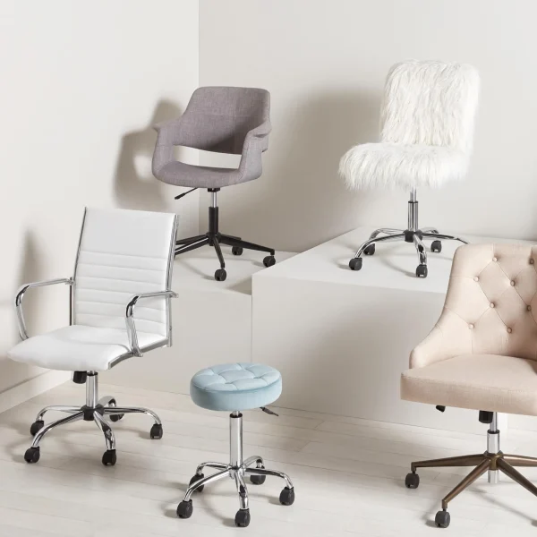 * Fiona White Faux Fur Adjustable Office Chair Low Price Hot