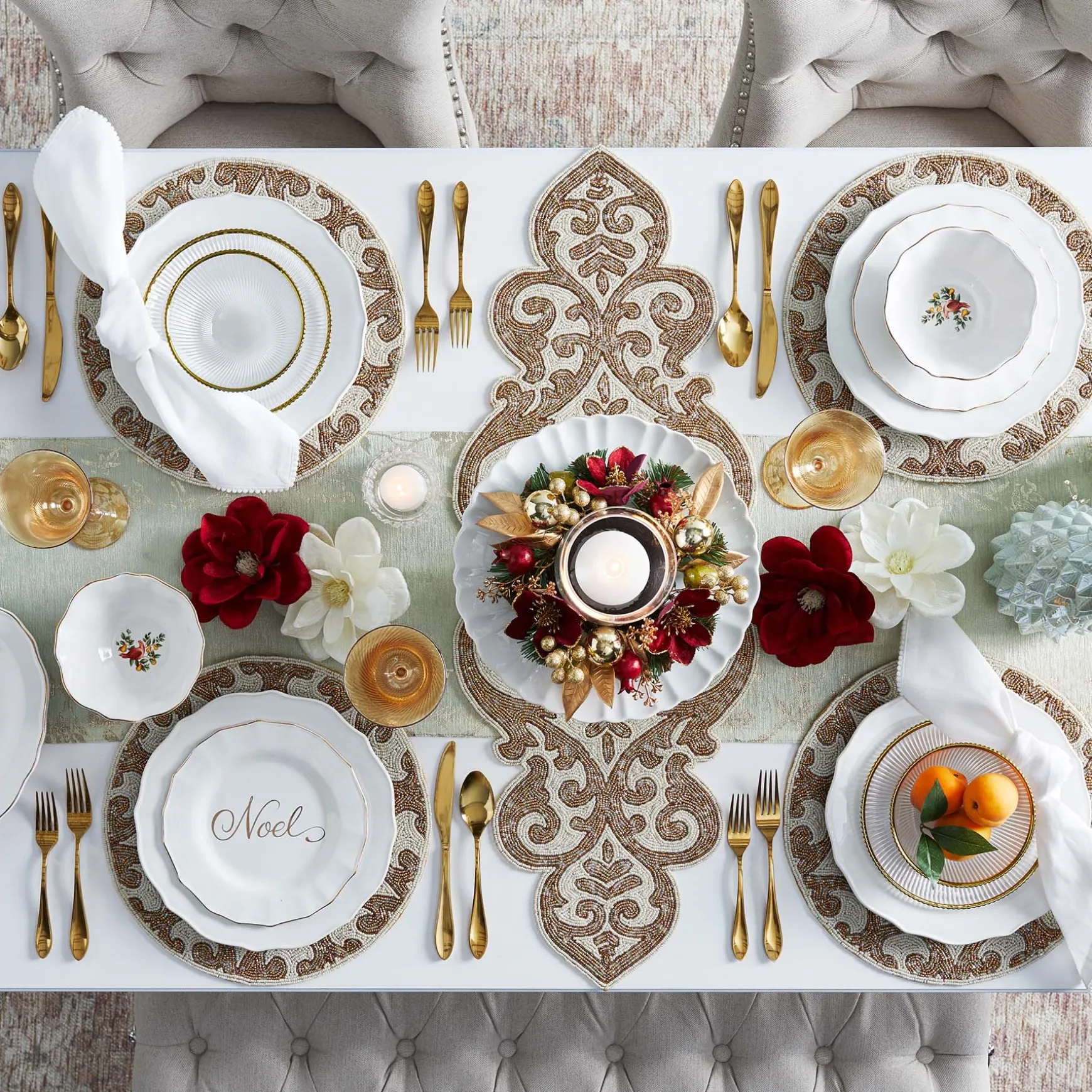 * Grace Mitchell Cortana White Wooden Dining Table Promotion Outlet