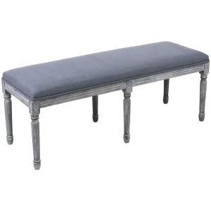 * Heritage Dark Grey Linen Bench Low Price Store