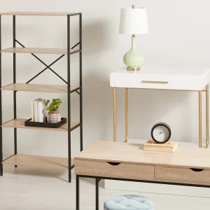 * Honeybloom Burnaby 4-Tier Wood & Metal Shelf Opening Sales Fashion