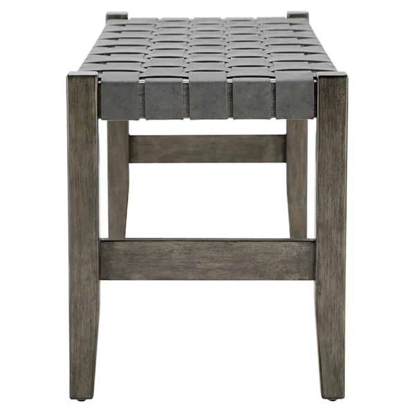 * Honeybloom Faux Leather Dark Grey Strap Bench Clearance Cheap
