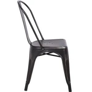 * Honeybloom Idris Black Metal Dining Chair Good Quality Hot