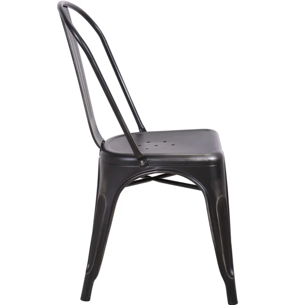 * Honeybloom Idris Black Metal Dining Chair Good Quality Hot