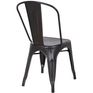 * Honeybloom Idris Black Metal Dining Chair Good Quality Hot