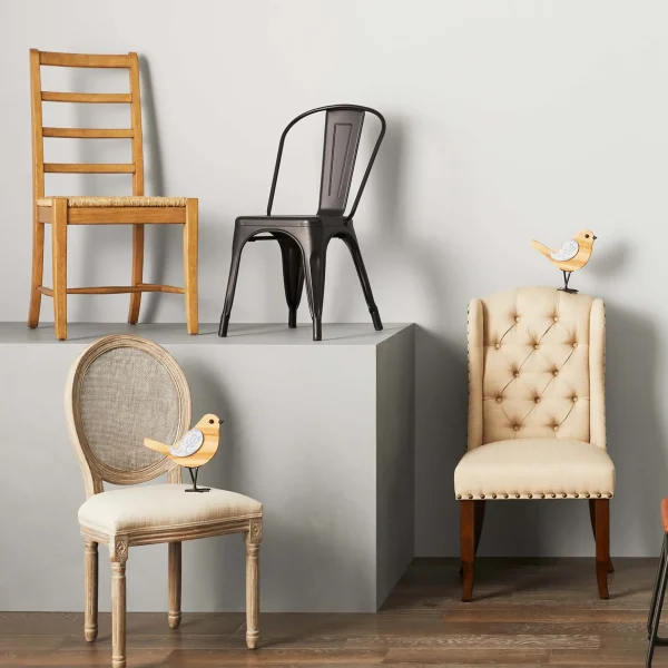 * Honeybloom Idris Black Metal Dining Chair Good Quality Hot