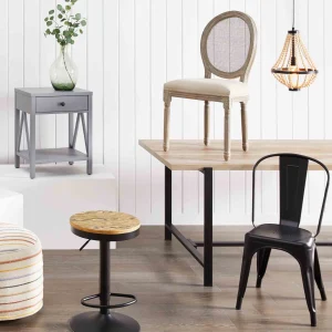 * Honeybloom Idris Black Metal Dining Chair Good Quality Hot