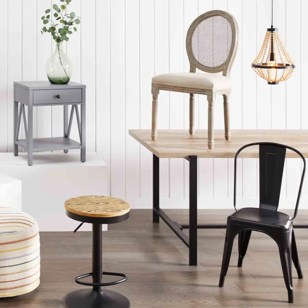 * Honeybloom Idris Black Metal Dining Chair Good Quality Hot