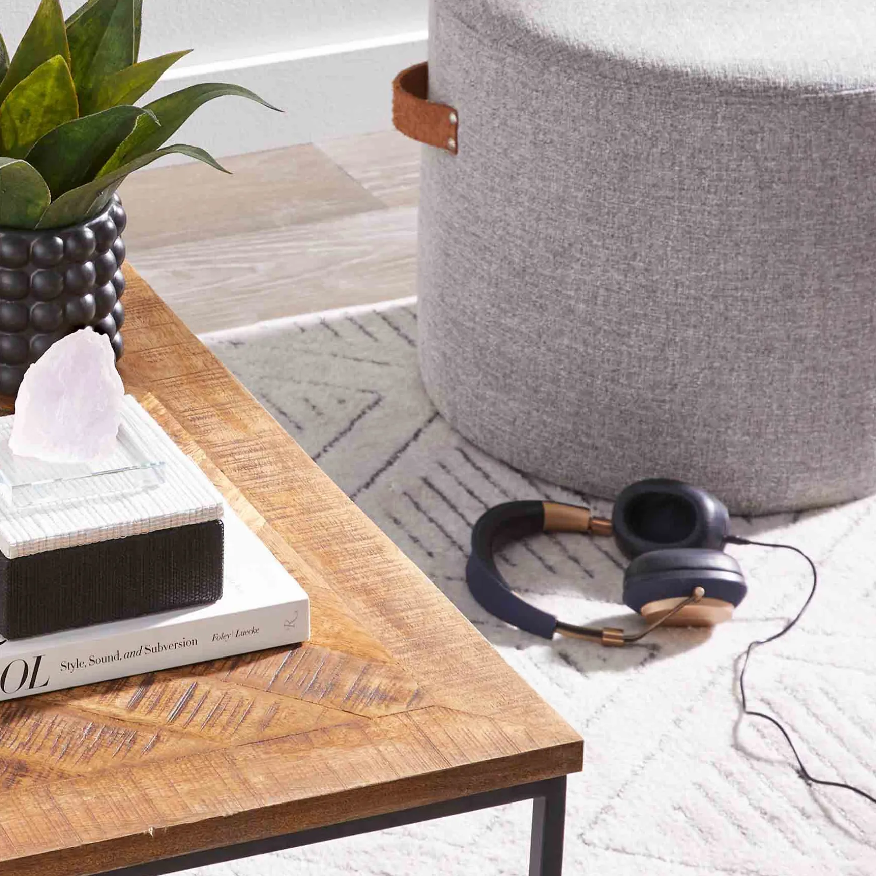 honeybloom_rica_textured_pouf_with_faux_leather_handles_grey_less_expensive_4.webp * Honeybloom Rica Textured Pouf With Faux Leather Handles, Grey Less Expensive Hot