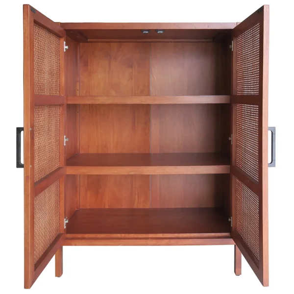* Honeybloom Wood Rattan Door Cabinet Premium Shop