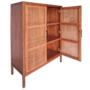 * Honeybloom Wood Rattan Door Cabinet Premium Shop