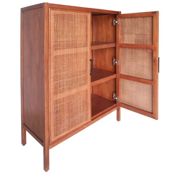 * Honeybloom Wood Rattan Door Cabinet Premium Shop