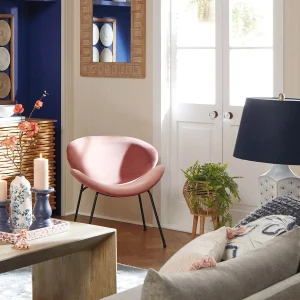 * Jagger Chair With Black Metal Legs, Rose Opening Sales Store