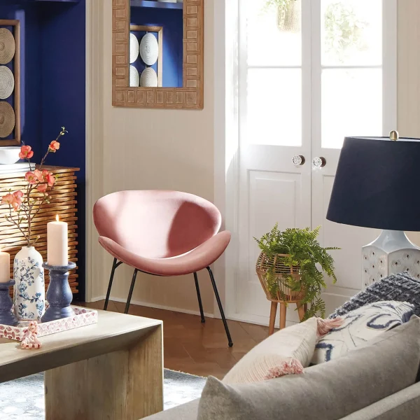 * Jagger Chair With Black Metal Legs, Rose Opening Sales Store