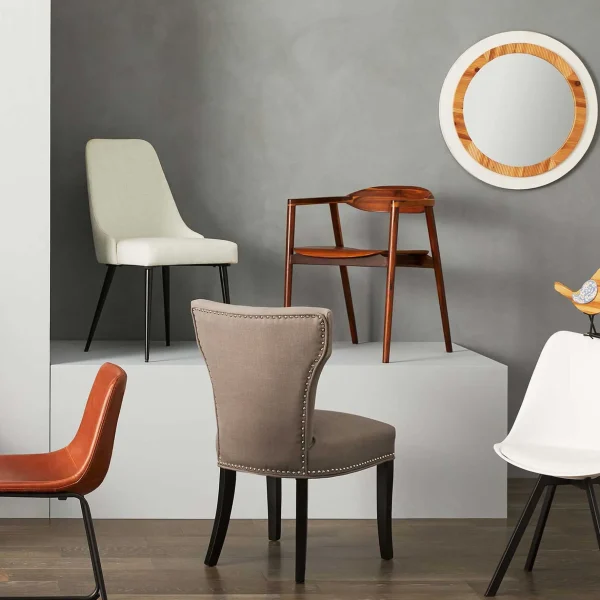 * Jhene Ii Grey Studded Back Dining Chair Low Price Store