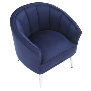* Laila Ali Avani Blue Velvet Accent Chair Opening Sales Shop