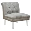 * Laila Ali Grey Tufted Accent Chair With Clear Acrylic Legs Outlet Hot