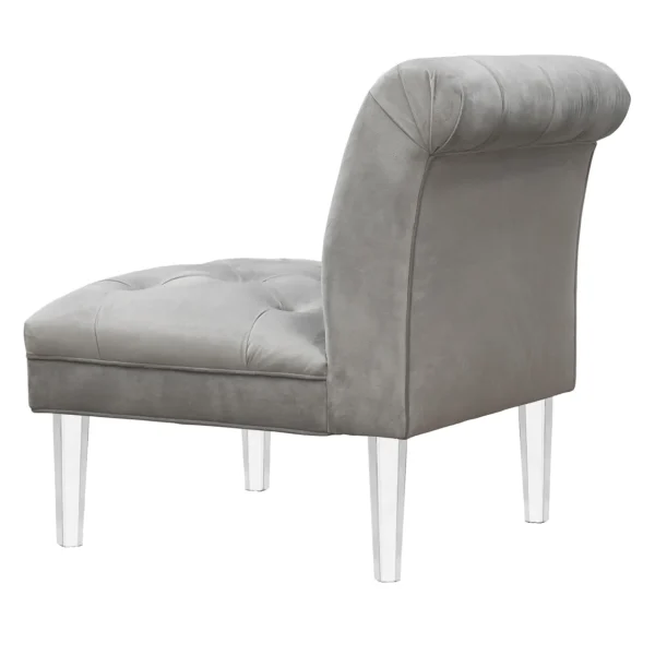 * Laila Ali Grey Tufted Accent Chair With Clear Acrylic Legs Outlet Hot