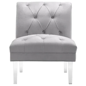 * Laila Ali Grey Tufted Acrylic Leg Accent Chair Kd Fashion Hot