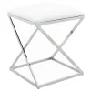 * Laila Ali Modern White Velvet Ottoman Promotion Clearance