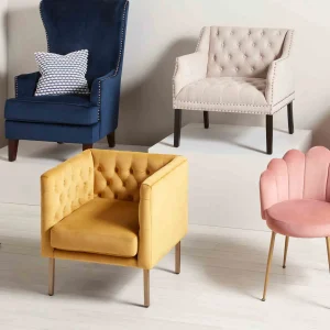 * Lena Ivory Velvet Tufted Armchair With Nailhead Trim Discount Online Cheap