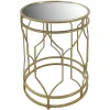 * Mirror Top Table With Gold Quatrefoil Base, Large Opening Sales Best Sale