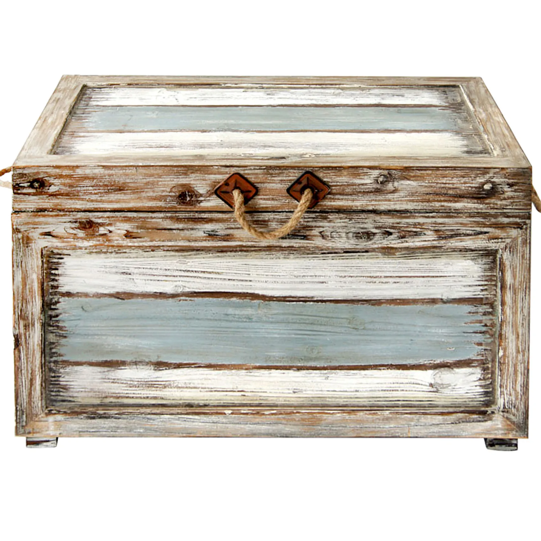 * Nantucket Weathered Wood Decorative Storage Trunk, Large Opening Sales Hot