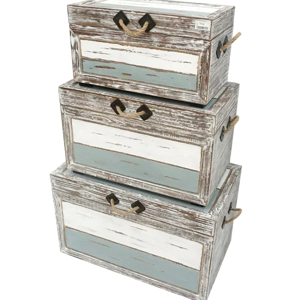* Nantucket Weathered Wood Decorative Storage Trunk, Small Discount Online Hot