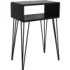 * Open-Storage Accent Table With Hairpin Legs, Dark Grey Outlet Discount