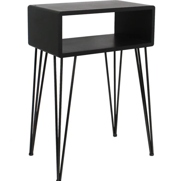 * Open-Storage Accent Table With Hairpin Legs, Dark Grey Outlet Discount