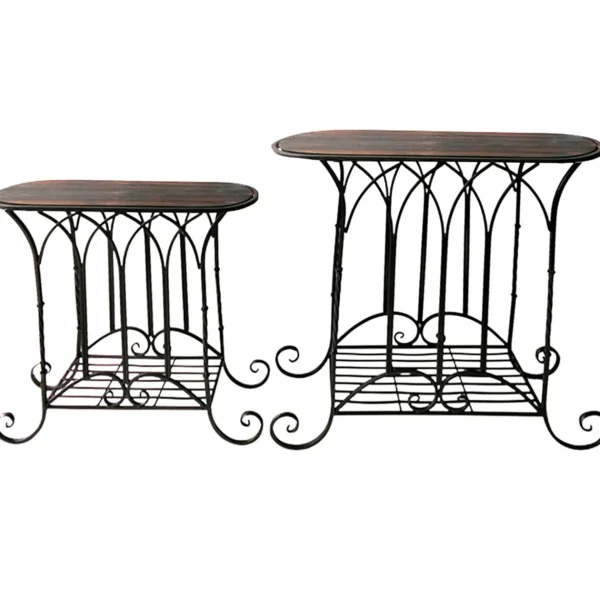 * Oval Wood Top Gothic Table With Brown Arch Decorative Metal, Large Exquisite Gifts Sale