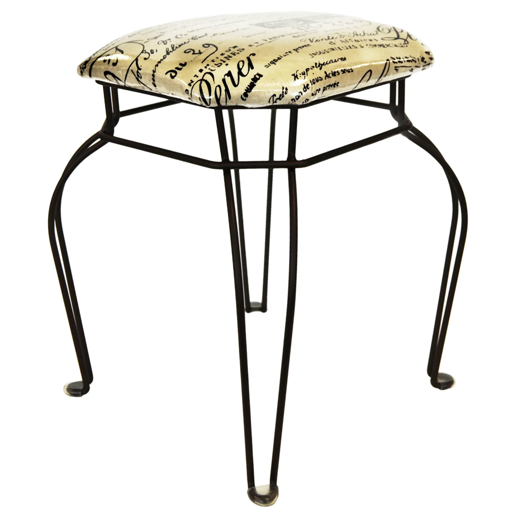 paris_post_matte_black_wire_vanity_stooltaupe_printed_fabric_seat_gift_selection_0.webp * Paris Post Matte Black Wire Vanity Stool/Taupe Printed Fabric Seat Gift Selection Sale