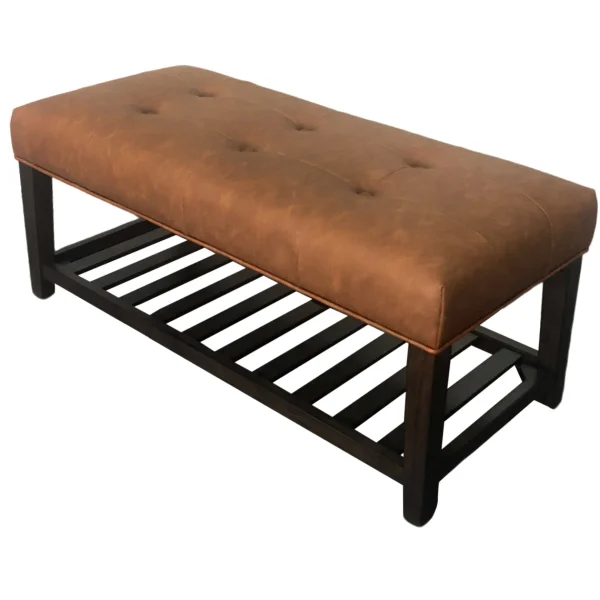 * Providence Collins Leather Bench, Brown Opening Sales Discount