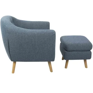 * Rockwell Accent Chair & Ottoman Set, Blue Bargain Sale Store
