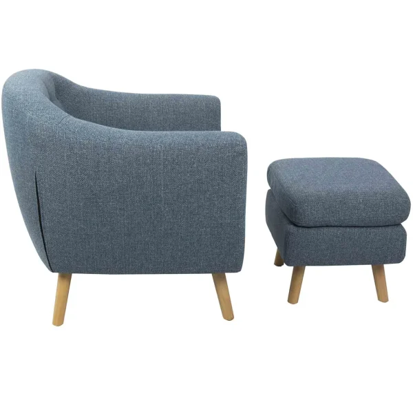* Rockwell Accent Chair & Ottoman Set, Blue Bargain Sale Store